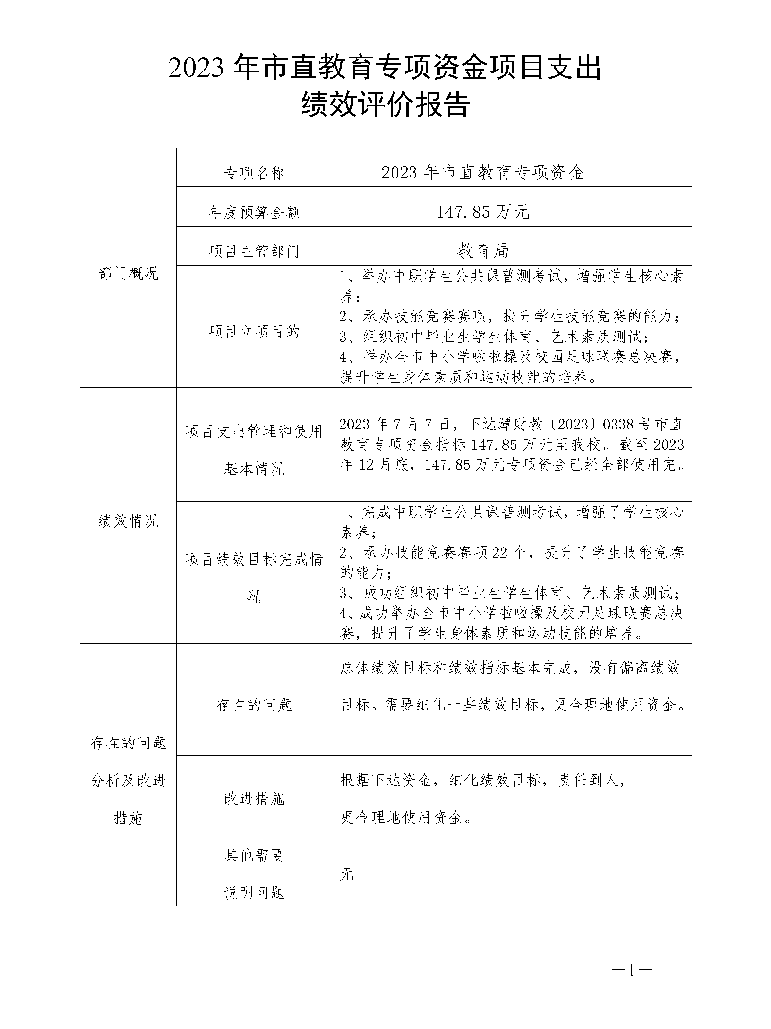 2023年市直教育專項(xiàng)資金項(xiàng)目支出績效評價報告_01.png